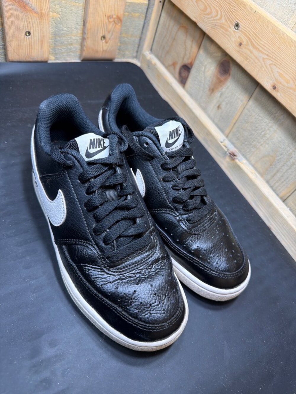 Nike Court Vision Low Black White Sneakers Womens 6.5 CD5434-001 - Picture 2 of 8